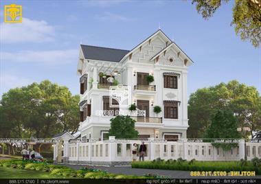 Mẫu biệt thự tân cổ điển 3 tầng 2 mặt tiền đẹp 4 phòng ngủ - MB20310