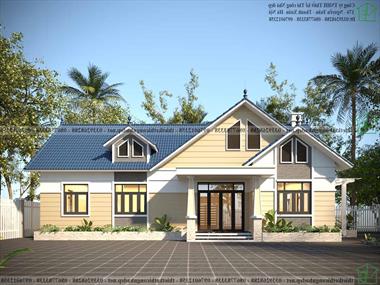 Mẫu thiết kế nhà cấp 4 mái thái 4 phòng ngủ 140m2 tại Thái Bình NDNC4153