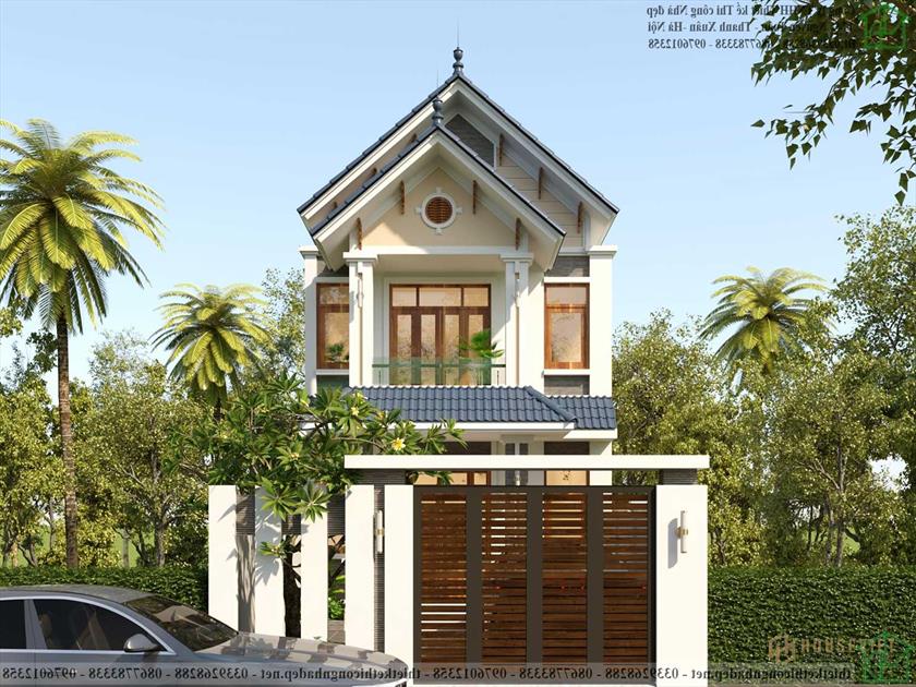 Mẫu nhà ống 2 tầng mái thái NDNP2T24