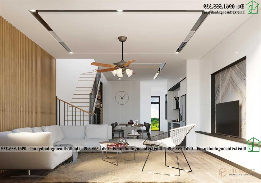 Thiết kế nội thất phòng khách mẫu nhà 2 tầng mái thái NDNP2T24