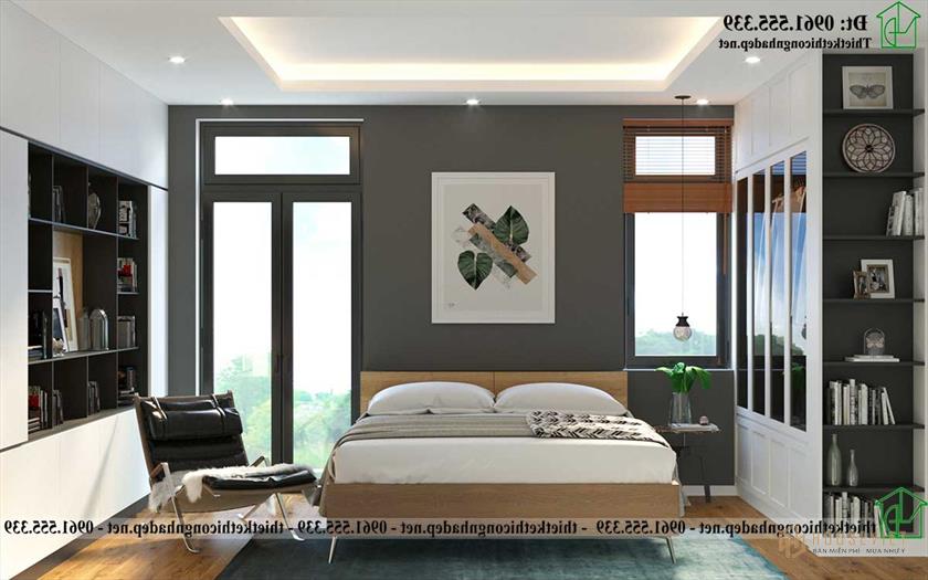 Thiết kế nội thất phòng ngủ nhà ống 2 tầng mái thái NDNP2T24