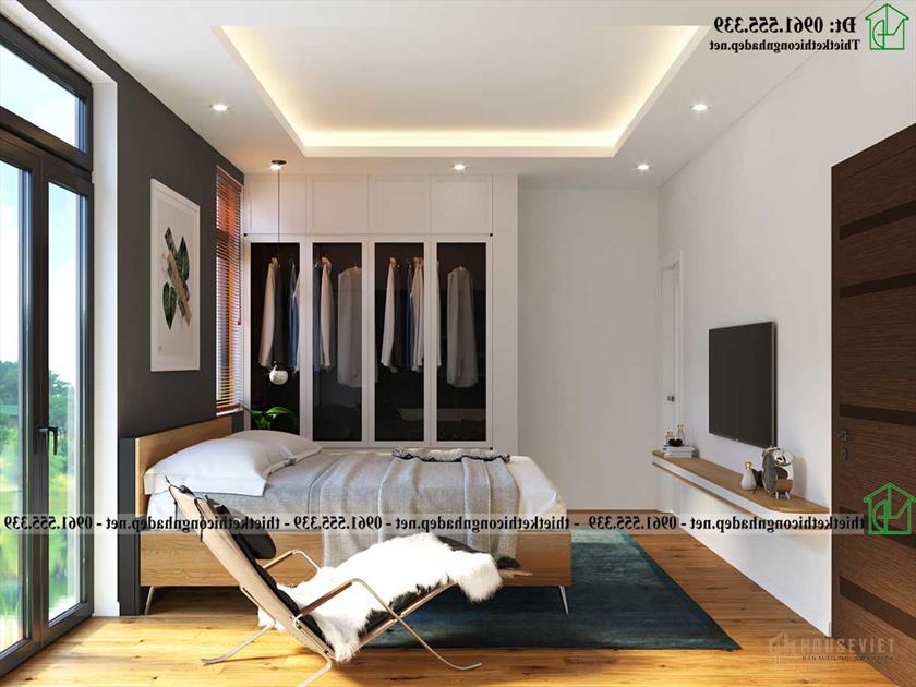 Tủ quần áo phòng ngủ hiện đại nhà ống 2 tầng mái thái NDNP2T24