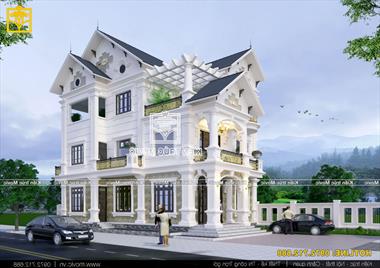 Mẫu biệt thự tân cổ điển 3 tầng mặt tiền 9m đẹp sang trọng - MB20301