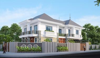 Mẫu biệt thự 2 tầng mặt tiền 9m đẹp mê đắm lòng người