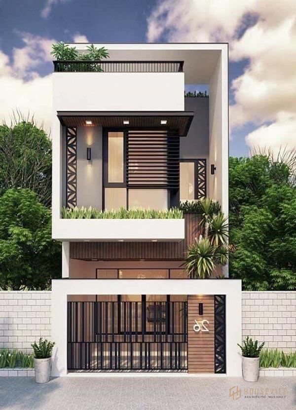Mẫu nhà 2 tầng hiện đại và ấn tượng với sự kết hợp màu sắc độc đáo