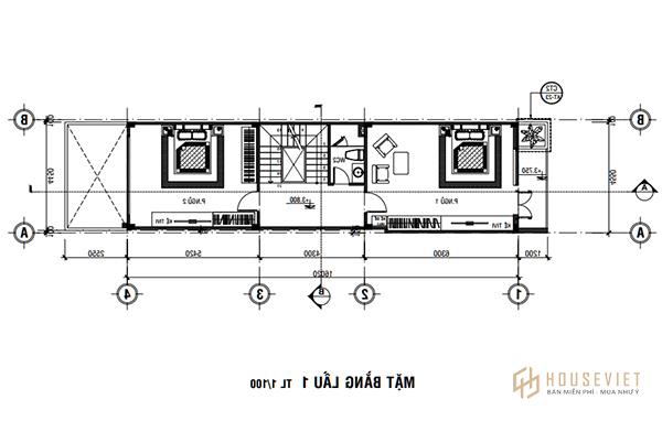 Bản vẽ thẻ nhà phố 4x16m