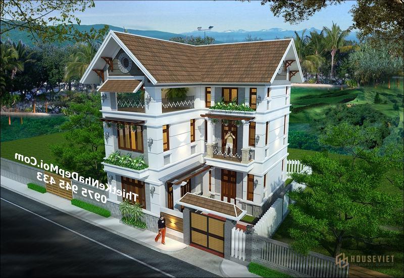 Biệt thự mini 80m2 3 tầng chữ L mái thái