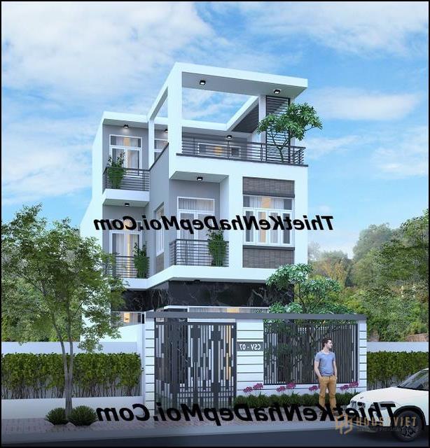 mau biet thu pho 3 tang mat tien 6m hien dai