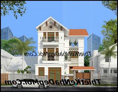 Bản vẽ xây nhà 3 tầng mái thái hoàn chỉnh đã xây xong cho anh Bá