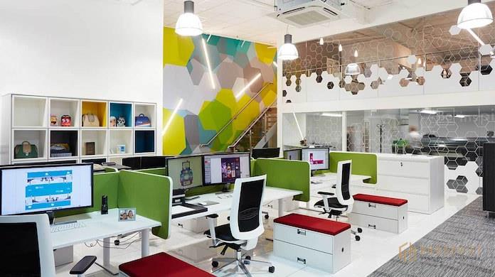 Thiết kế văn phòng nhỏ ưu tiên sử dụng gam màu sáng làm màu sơn tường