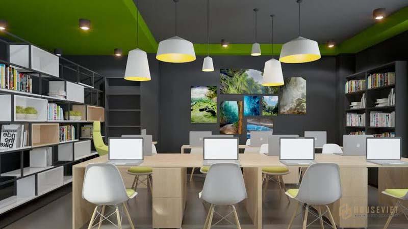 Thiết kế văn phòng hiện đại, năng động này phù hợp với hầu hết các ngành nghề kinh doanh và dịch vụ