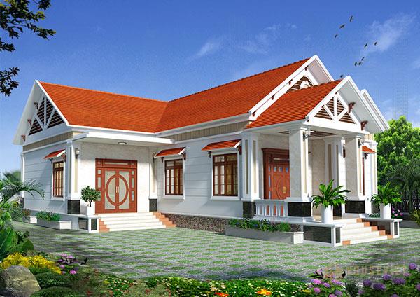 Mẫu 1 - Biệt thự mái thái 1 tầng hình chữ L