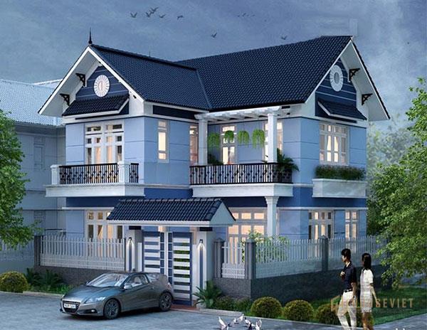 Mẫu 11 - Nhà phố mái thái đẹp, màu sắc kiến ​​trúc hài hòa