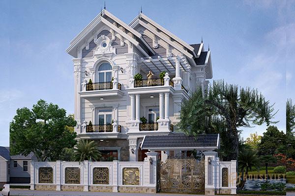Mẫu 13 - Biệt thự mái thái 3 tầng tân cổ điển đẹp