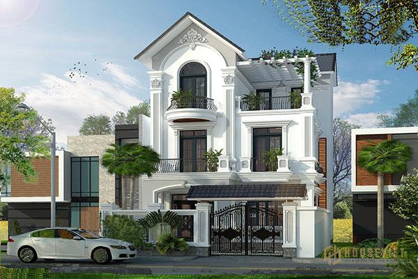 Mẫu 17 - Biệt thự mái thái 3 tầng hiện đại