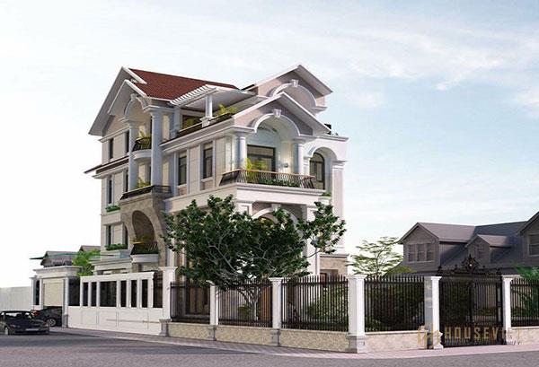 Mẫu 18 - Biệt thự mái thái 4 tầng hiện đại có sân vườn rộng rãi