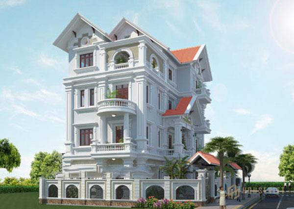 Mẫu 19 - Thiết kế biệt thự mái thái 4 tầng tân cổ điển