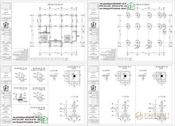 Bản vẽ móng cốc nhà cấp 4 chi tiết