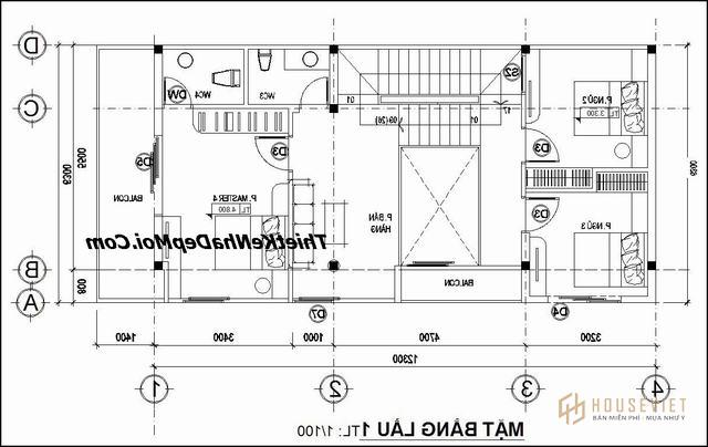 Bản vẽ biệt thự 3 tầng hiện đại Châu Âu