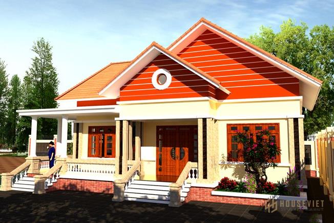 Mẫu nhà cấp 4 mái thái mặt tiền 12m