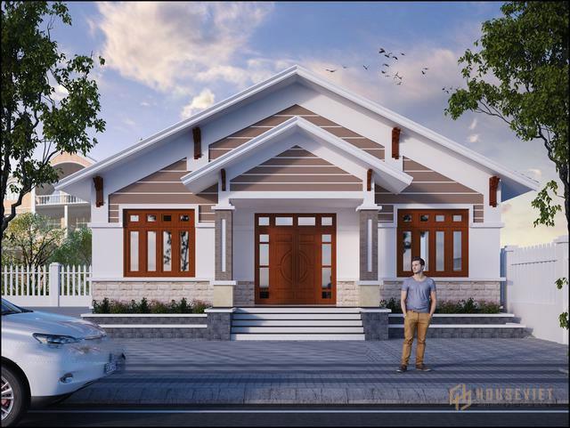 Mẫu nhà cấp 4 mái thái mặt tiền 12m