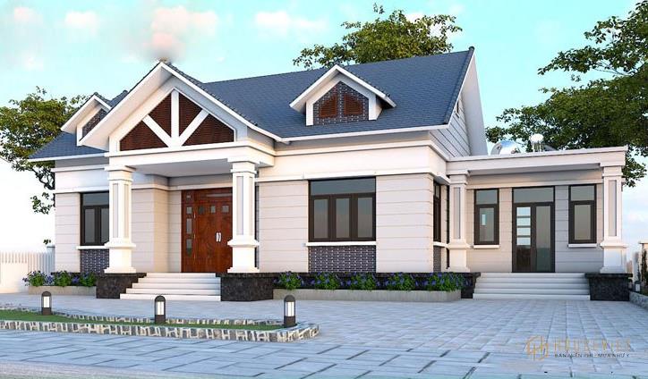Mẫu nhà cấp 4 mái thái mặt tiền 12m