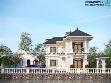 Mẫu biệt thự 2 tầng cổ điển hình chữ L 10x13m tại Thái Bình BT2T81