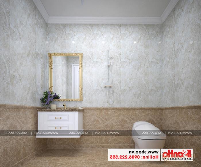 Thiết kế phòng tắm và vệ sinh nhà phố cổ điển kết hợp kinh doanh tại Vĩnh Phúc 