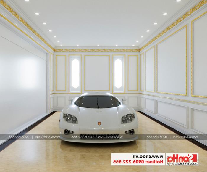 Thiết kế gara ô tô nhà ống phong cách cổ điển châu Âu tại Vĩnh Phúc 