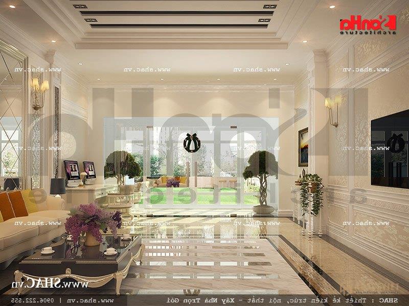 Thiết kế sảnh khách sạn mini cổ điển sang trọng sh ks 0027