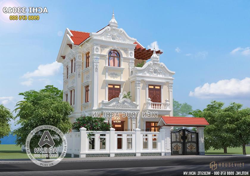 Mẫu biệt thự 3 tầng tân cổ điển kiểu Pháp sang trọng