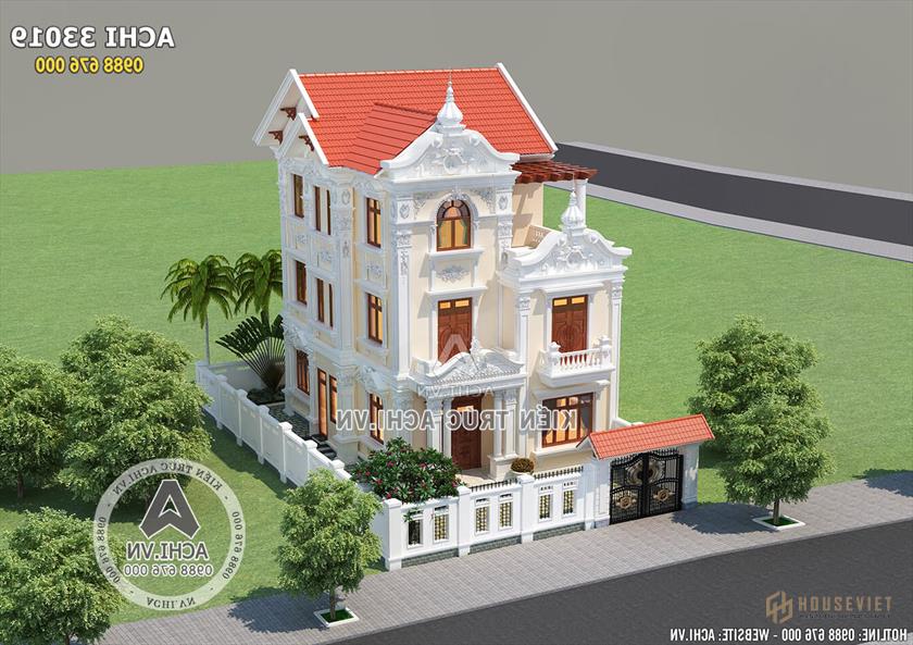 Biệt thự tân cổ điển 3 tầng nhìn từ trên cao