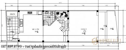 Mặt bằng công năng tầng 1 nhà phố 3 tầng 5x18m