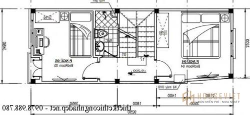 Mặt bằng tầng 2 nhà phố 4 tầng