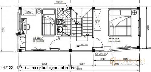 Mặt bằng tầng 3 nhà phố 4 tầng