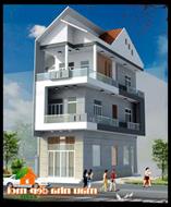 Bản vẽ thiết kế nhà 2 tầng 5x15m mái lệch có sân thượng