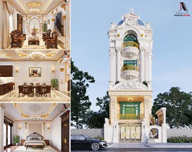 Thiết kế nhà phố 4 tầng phong cách cổ điển