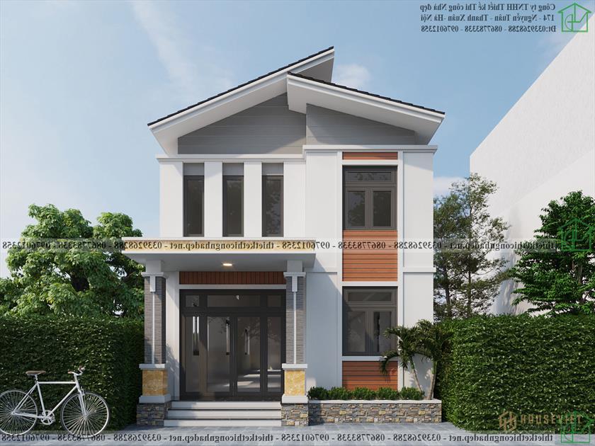 Mẫu thiết kế nhà 2 tầng mái dốc NDNP2T25