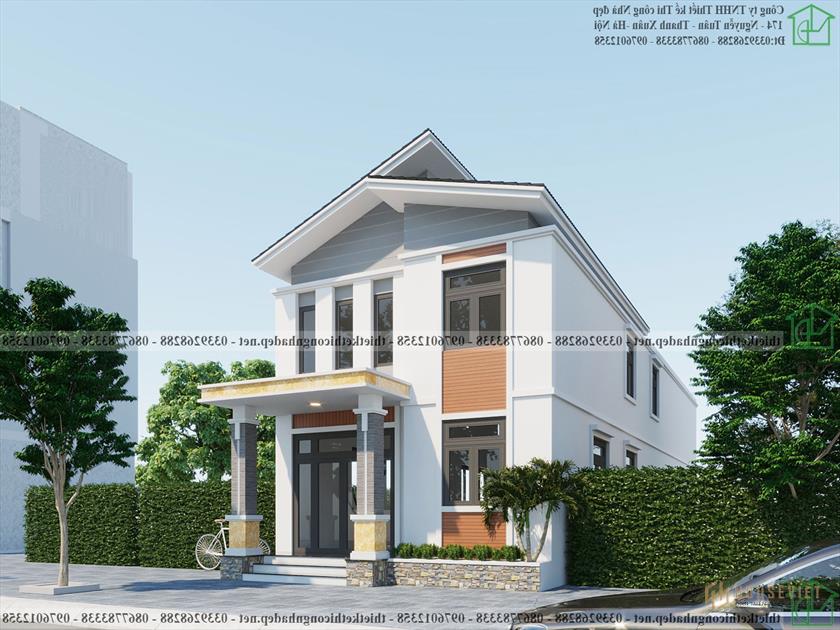 Mẫu nhà 2 tầng mái xéo đẹp NDNP2T25