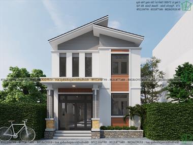 Mẫu thiết kế nhà phố 2 tầng mái lệch 6x20m tại Ba Vì NDNP2T25