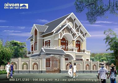 Nhà 2 tầng tân cổ điển mái thái 3 phòng ngủ đẹp - MV1551