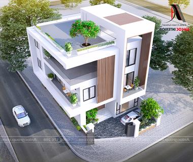 Mẫu thiết kế biệt thự 3 tầng 440m2 mái bằng ở Yên Bái