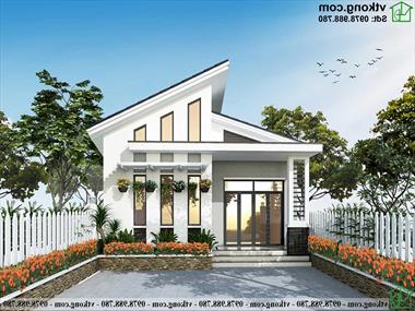 Mẫu nhà cấp 4 100m2 7x13m mái lệch 3 phòng ngủ NDNC4156