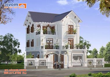 Biệt thự 3 tầng chữ L mái thái đẹp hiện đại - MB1809