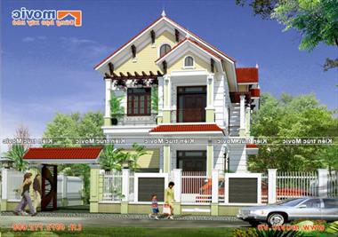 Mẫu nhà 2 tầng tân cổ điển đơn giản có 3 phòng ngủ đẹp - MV1541