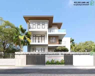 Biệt thự 3 tầng mái bằng hiện đại độc đáo 12x16m NDBT3T44