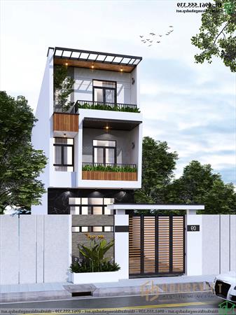 Mẫu thiết kế nhà ống 3 tầng hiện đại 5.5x20m NDNP3T66