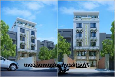 Khách sạn phong cách thiết kế hiện đại mặt tiền kiến ​​trúc xanh