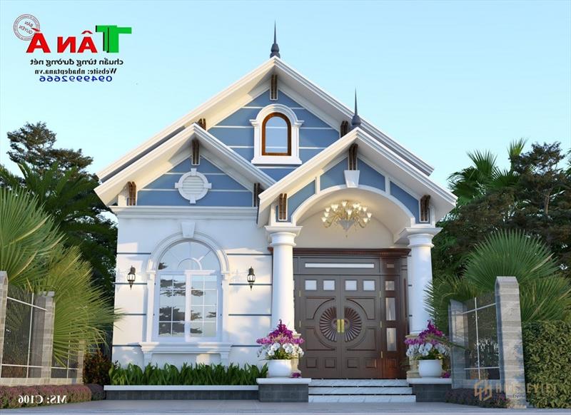 Mẫu thiết kế nhà cấp 4 mái thái mặt tiền 8m tại Yên Thành - Nghệ An MS: C106