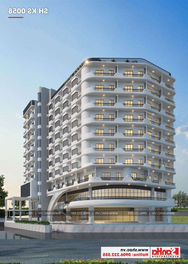 Mẫu thiết kế khách sạn tiêu chuẩn 5 sao 1078,5m2 hiện đại tại Phú Quốc - SH KS 0058 31 Nhìn từ mọi góc độ, kiến trúc của khách sạn đẹp hiện đại thật ấn tượng